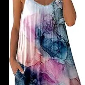 Elegant Watercolor Print Mini Dress